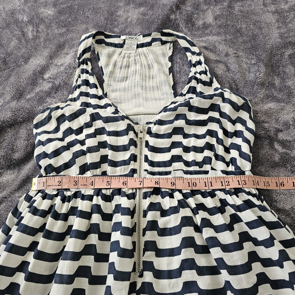 Pinky Striped Nautical Dress Cotton Racer Back Navy Blue/ Light Beige Small - Picture 10 of 11